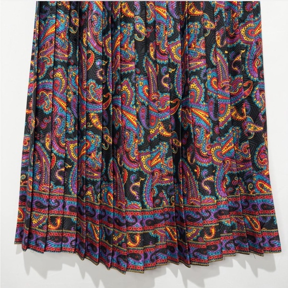 Vintage Boutique 80s Paisley Pleated Midi Skirt NWT, Fall Retro Boho Party Look - Picture 3 of 8